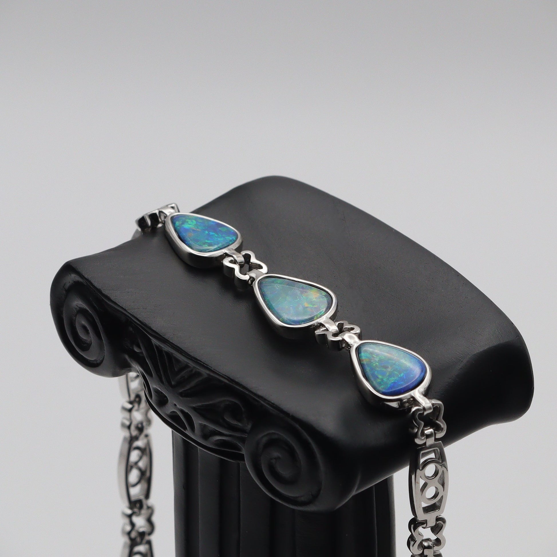 Australian Opal Doublet Silver Bracelet 