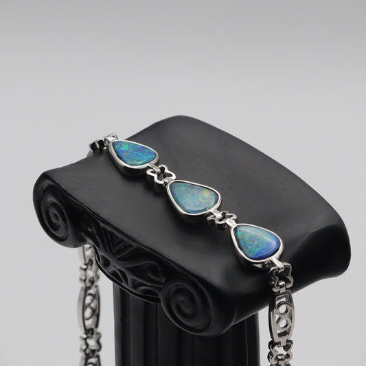 Australian Opal Doublet Silver Bracelet 