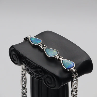 Australian Opal Doublet Silver Bracelet 