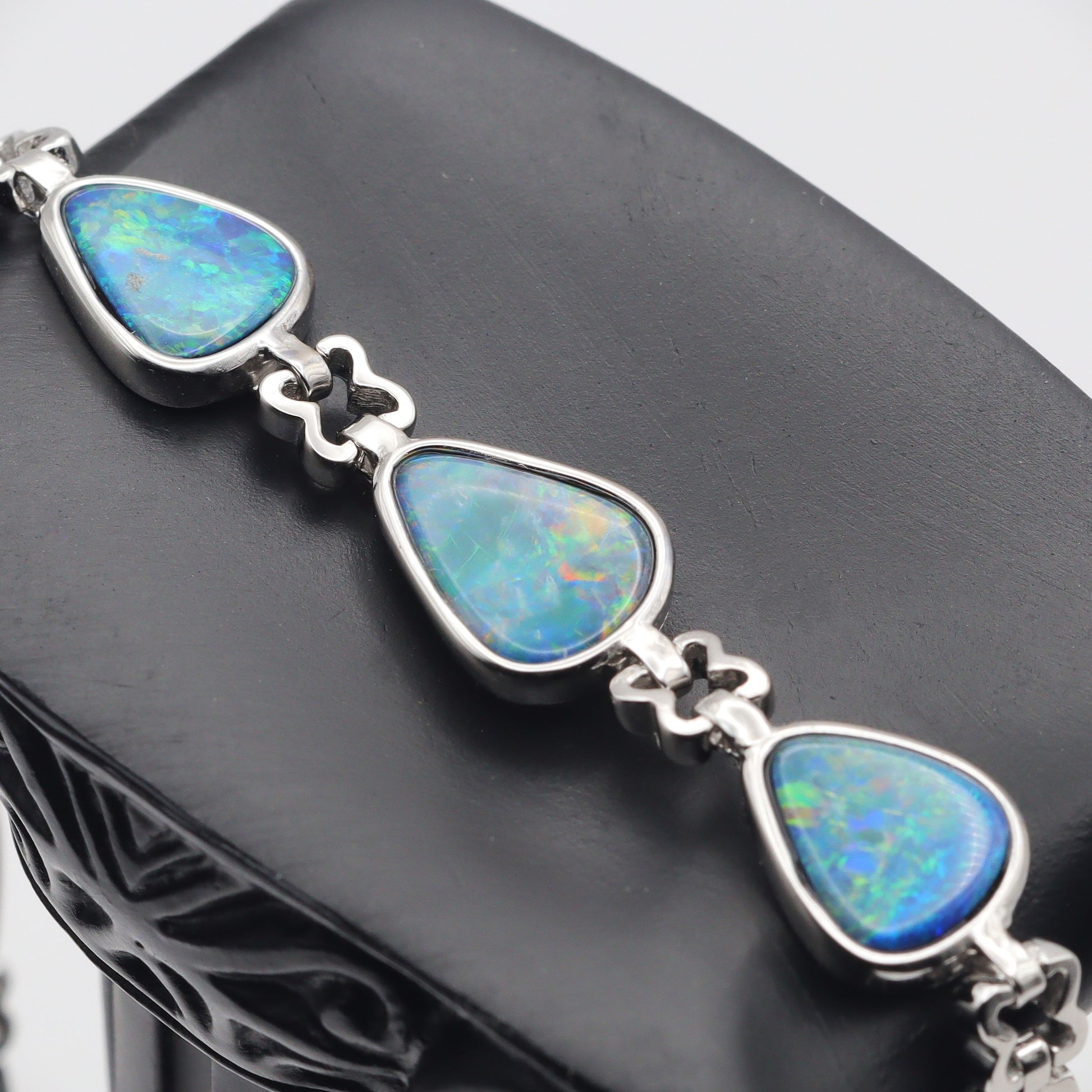 Australian Opal Doublet Silver Bracelet 