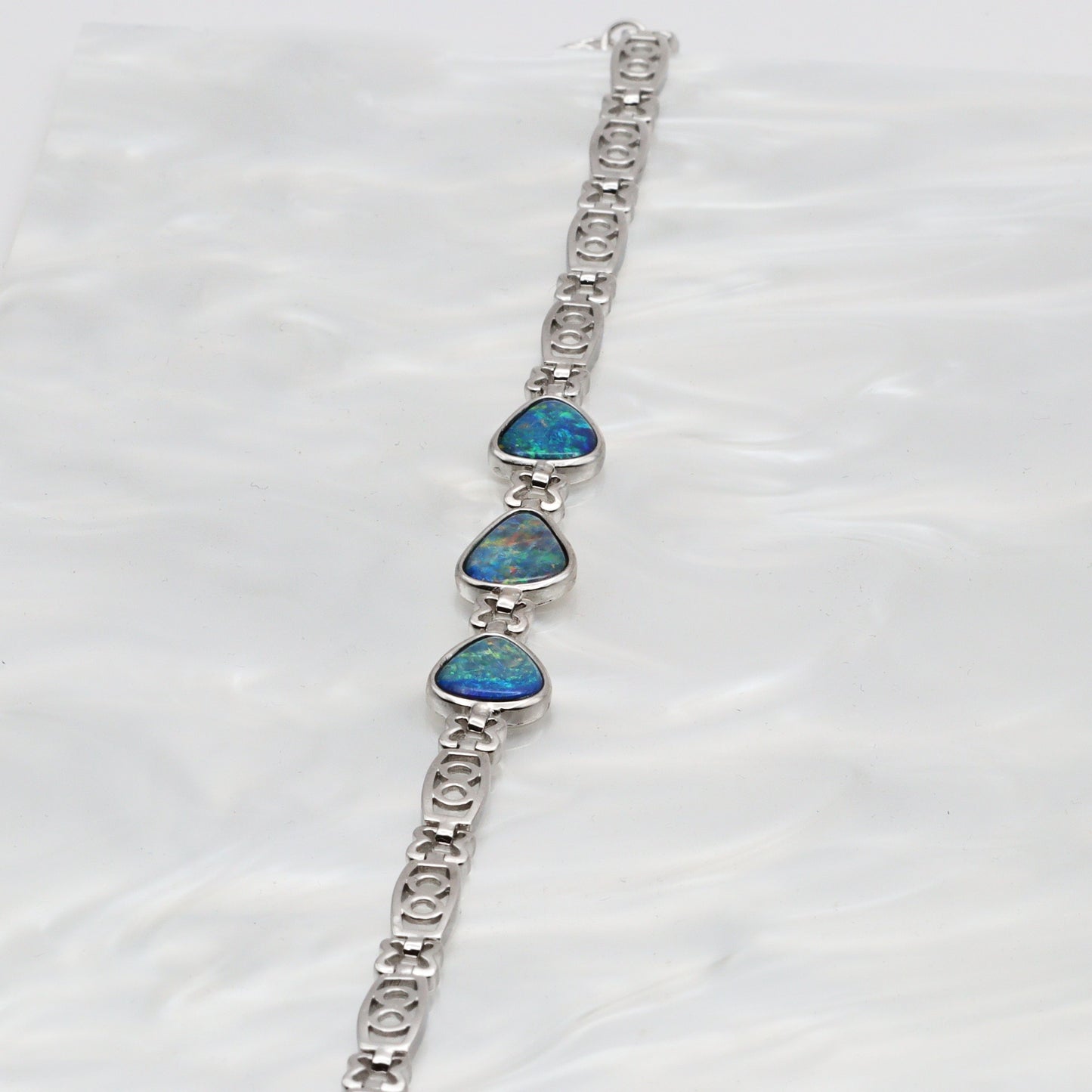 Australian Opal Doublet Silver Bracelet 