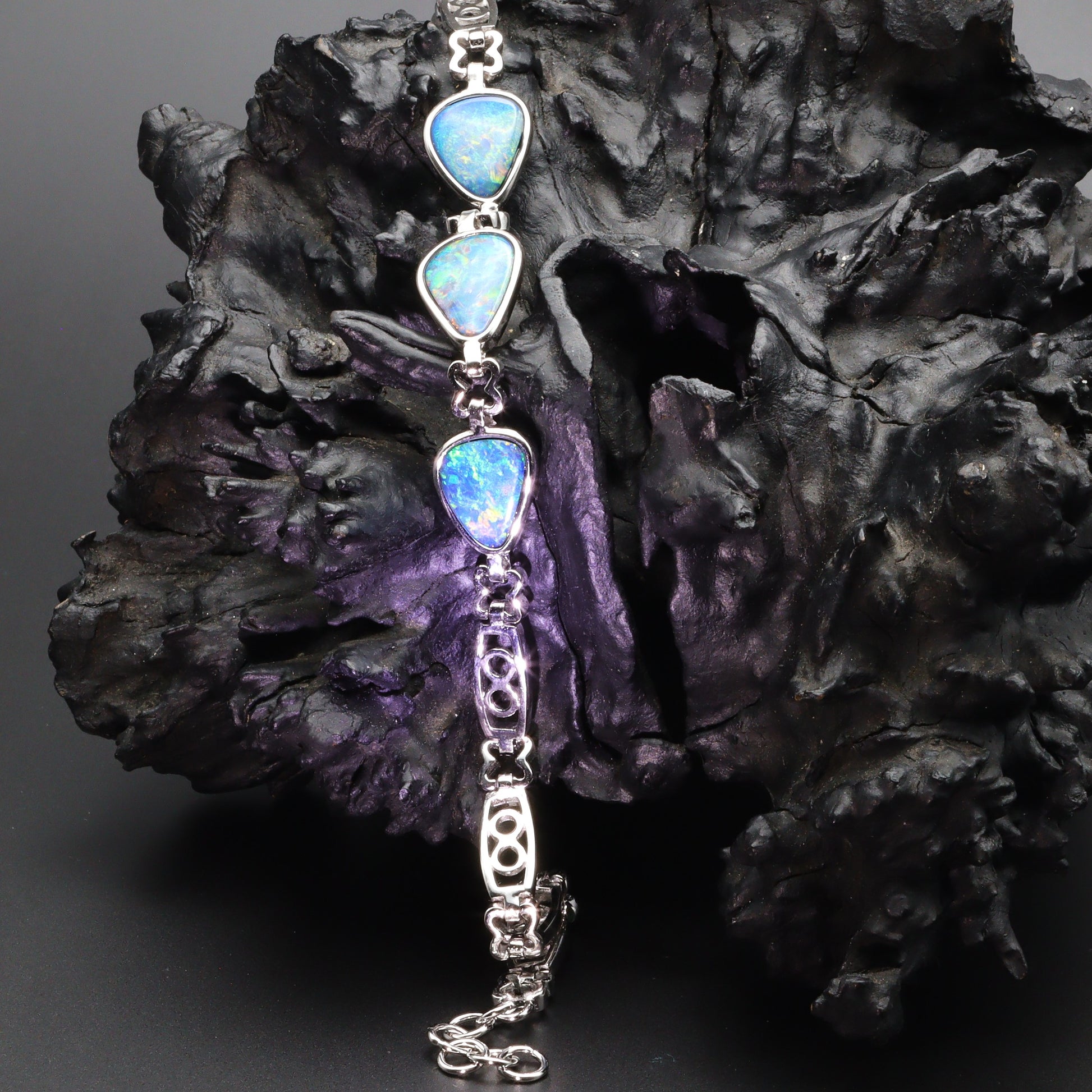Australian Opal Doublet Silver Bracelet 