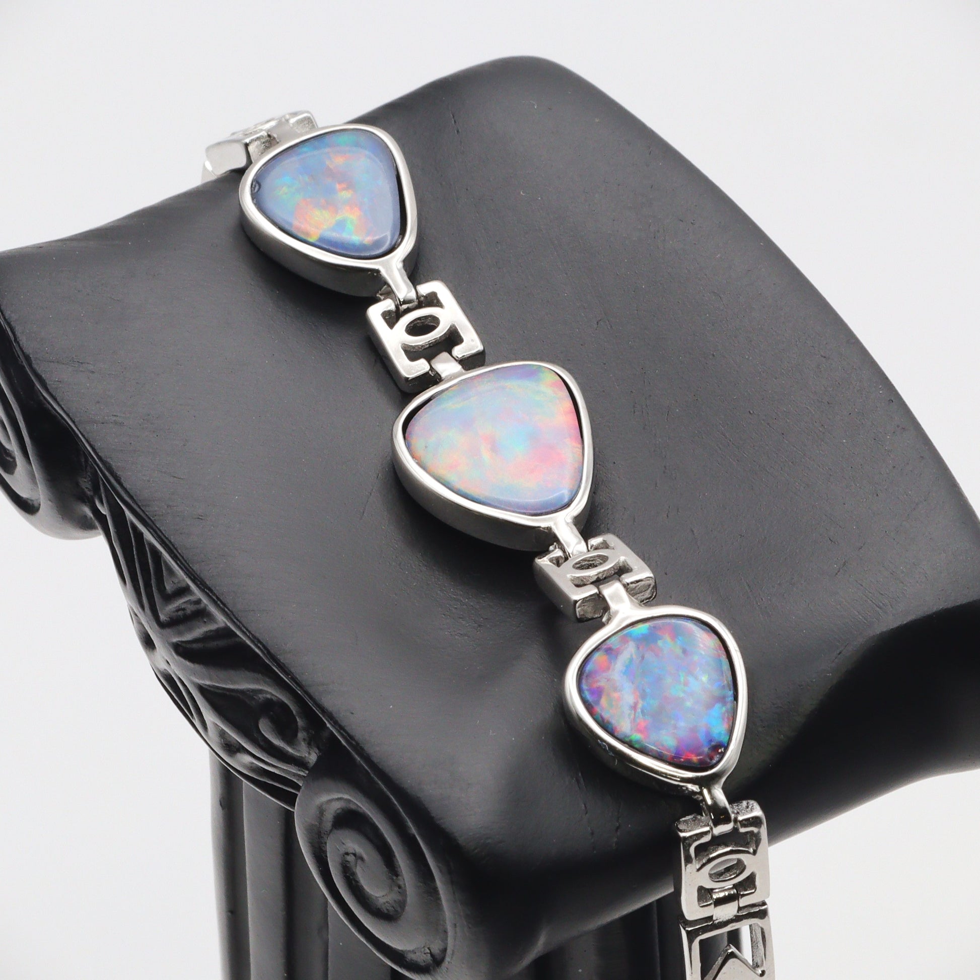 Australian Opal Doublet Silver Bracelet 