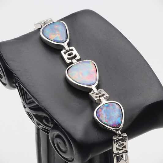Australian Opal Doublet Silver Bracelet 