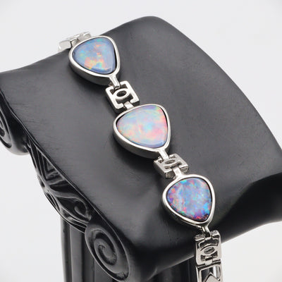 Australian Opal Doublet Silver Bracelet 