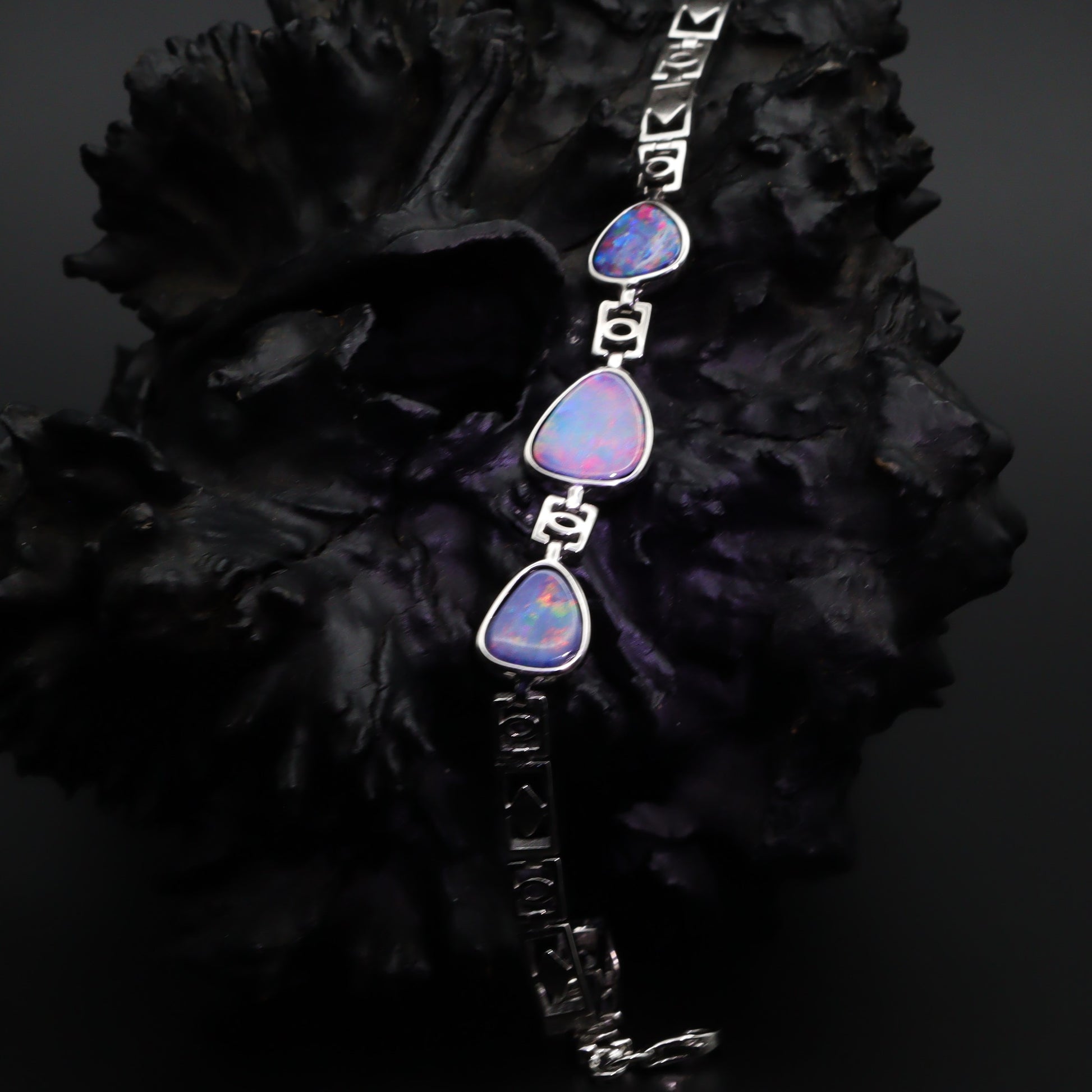 Australian Opal Doublet Silver Bracelet 