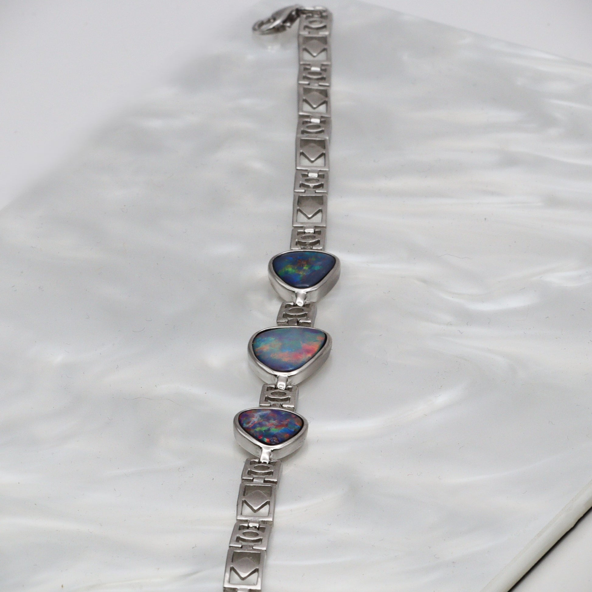 Australian Opal Doublet Silver Bracelet 