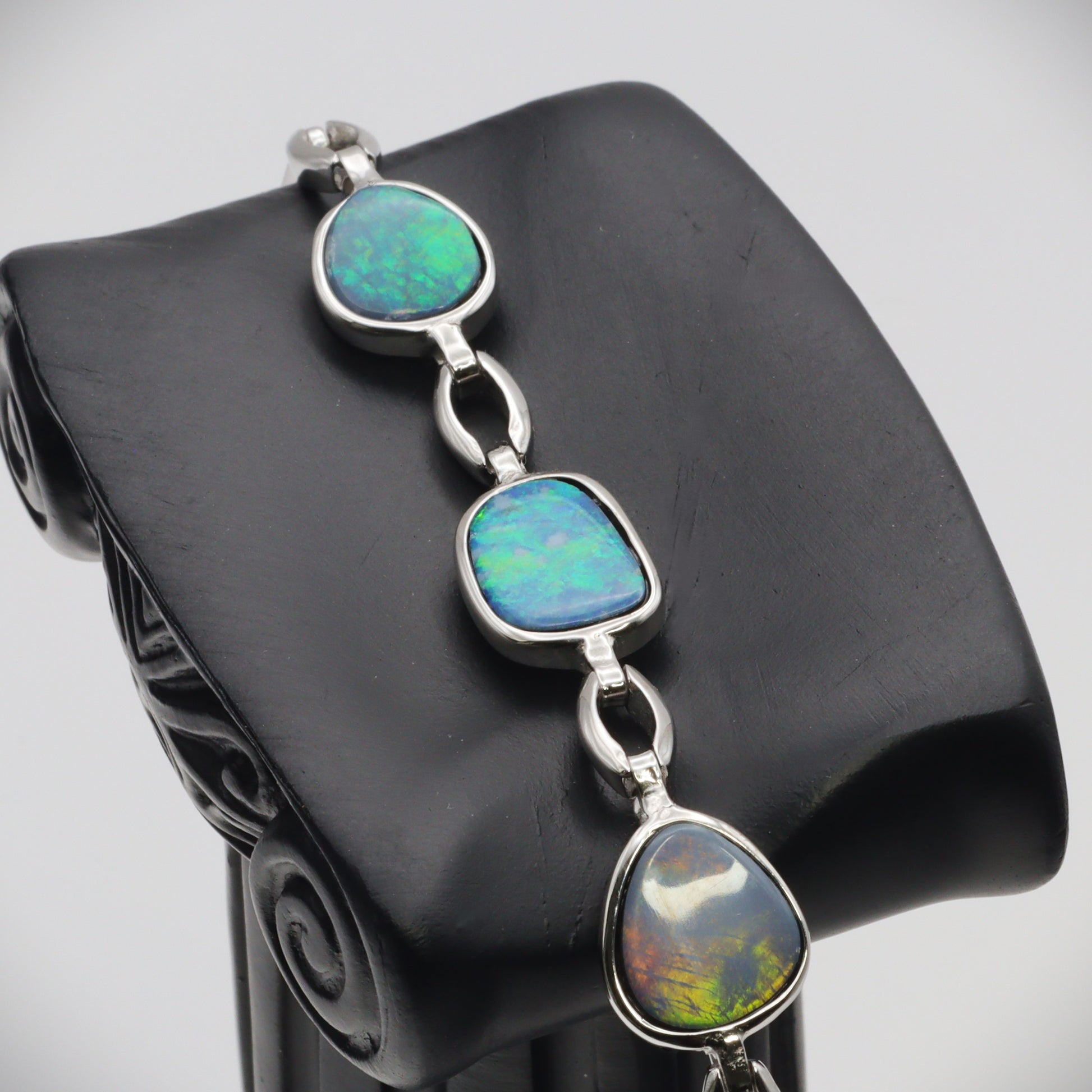 Australian Opal Doublet Silver Bracelet 