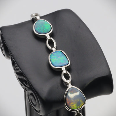 Australian Opal Doublet Silver Bracelet 