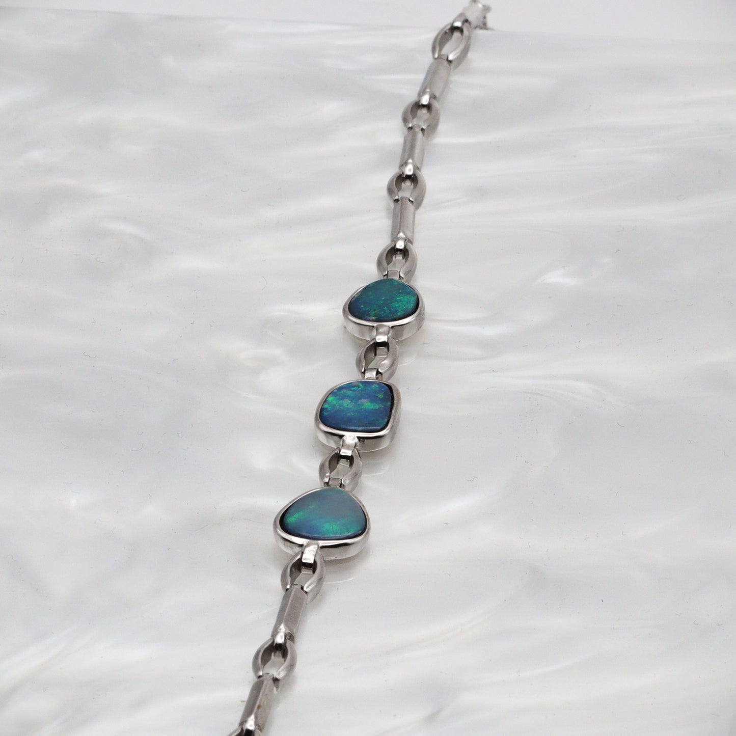 Australian Opal Doublet Silver Bracelet 