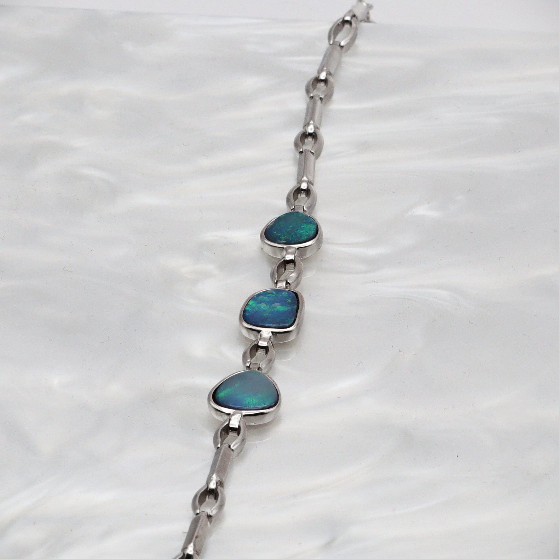 Australian Opal Doublet Silver Bracelet 