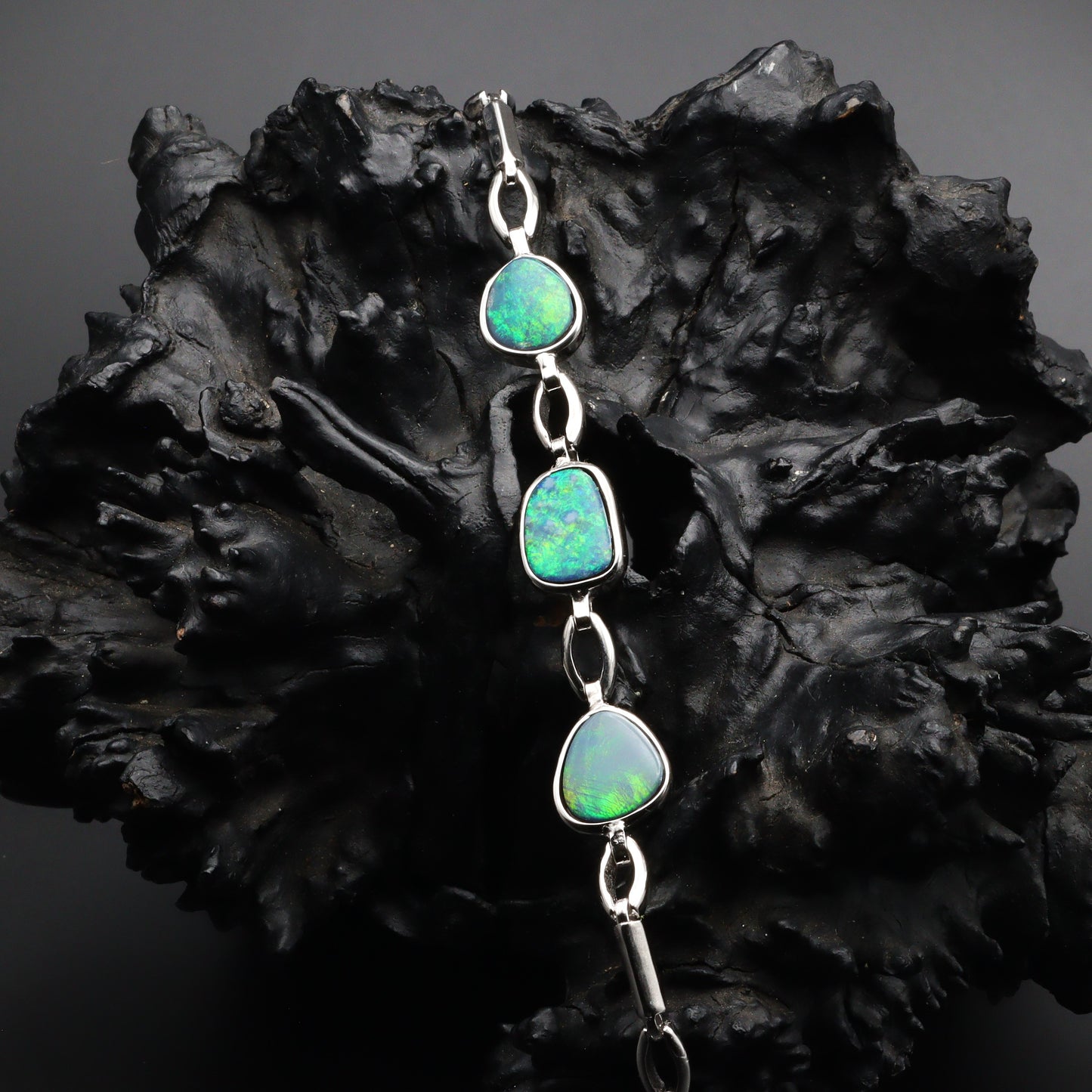 Australian Opal Doublet Silver Bracelet 