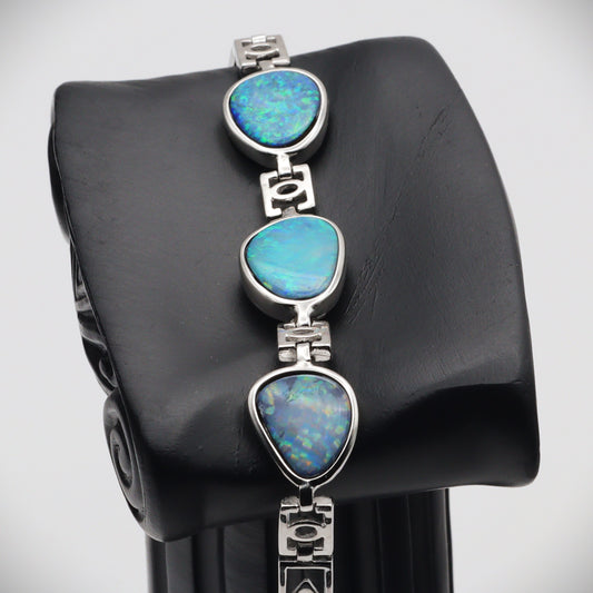 Australian Opal Doublet Silver Bracelet 