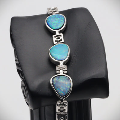 Australian Opal Doublet Silver Bracelet 