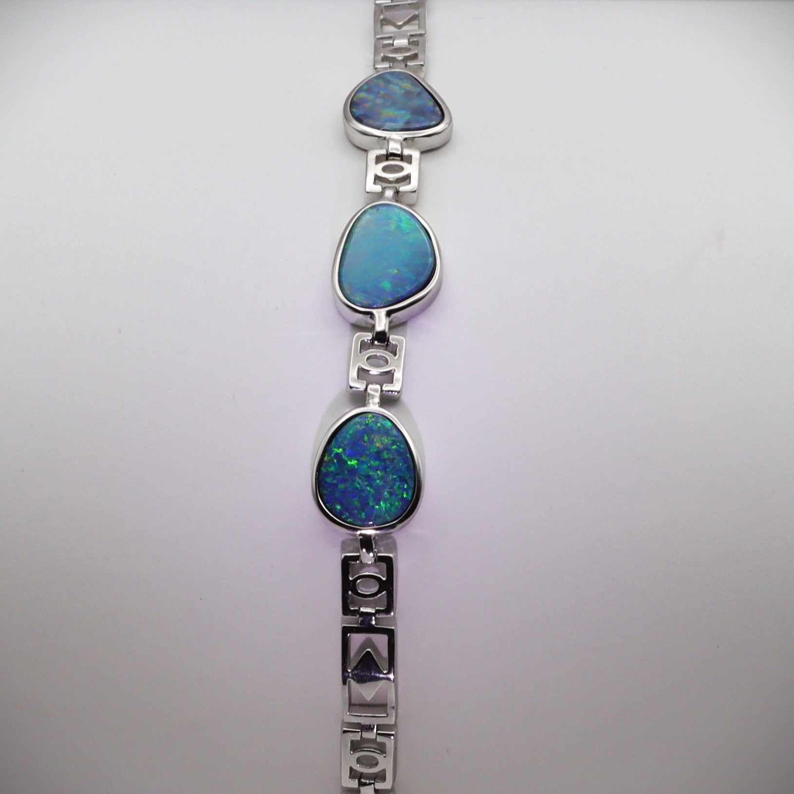 Australian Opal Doublet Silver Bracelet 