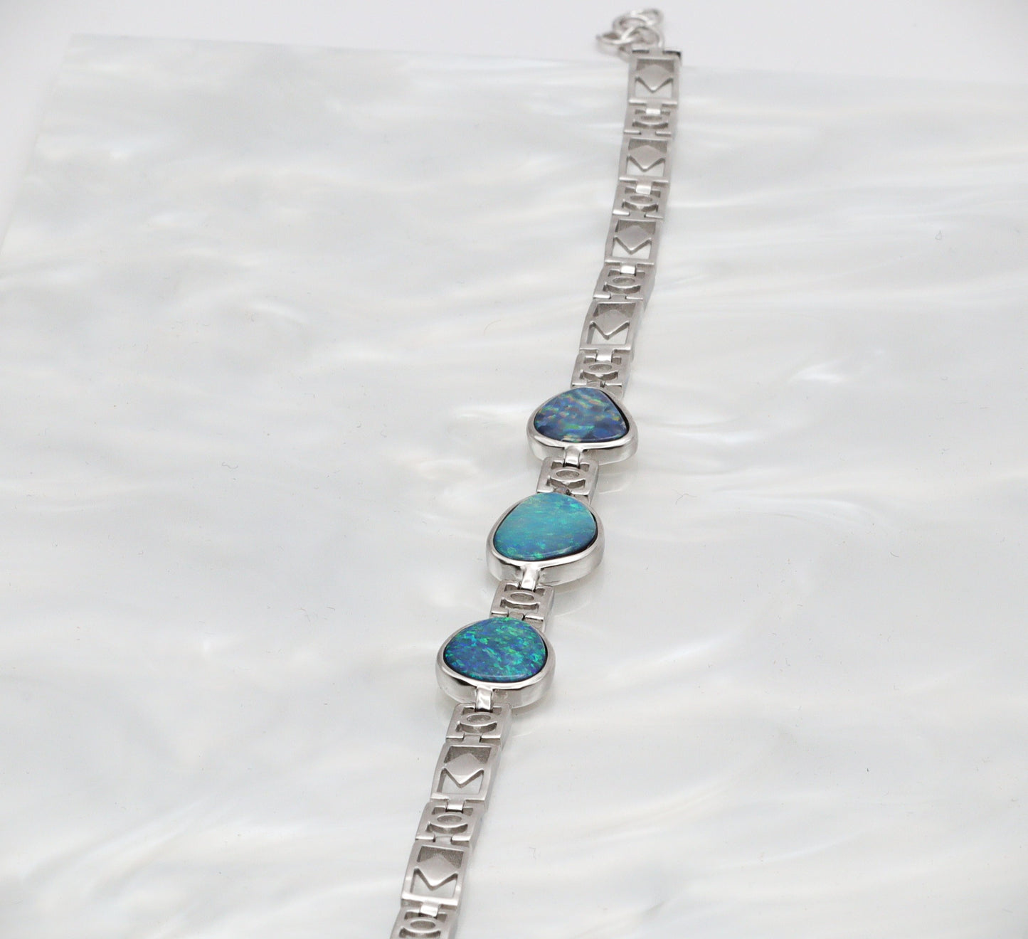 Australian Opal Doublet Silver Bracelet 