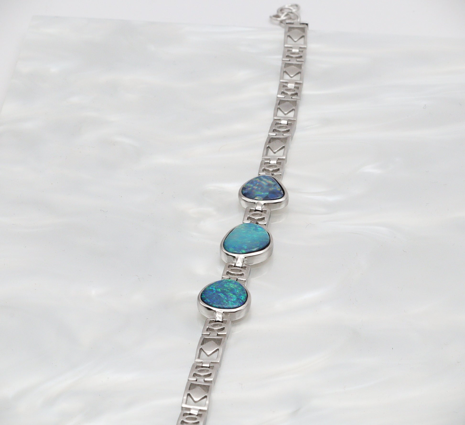 Australian Opal Doublet Silver Bracelet 