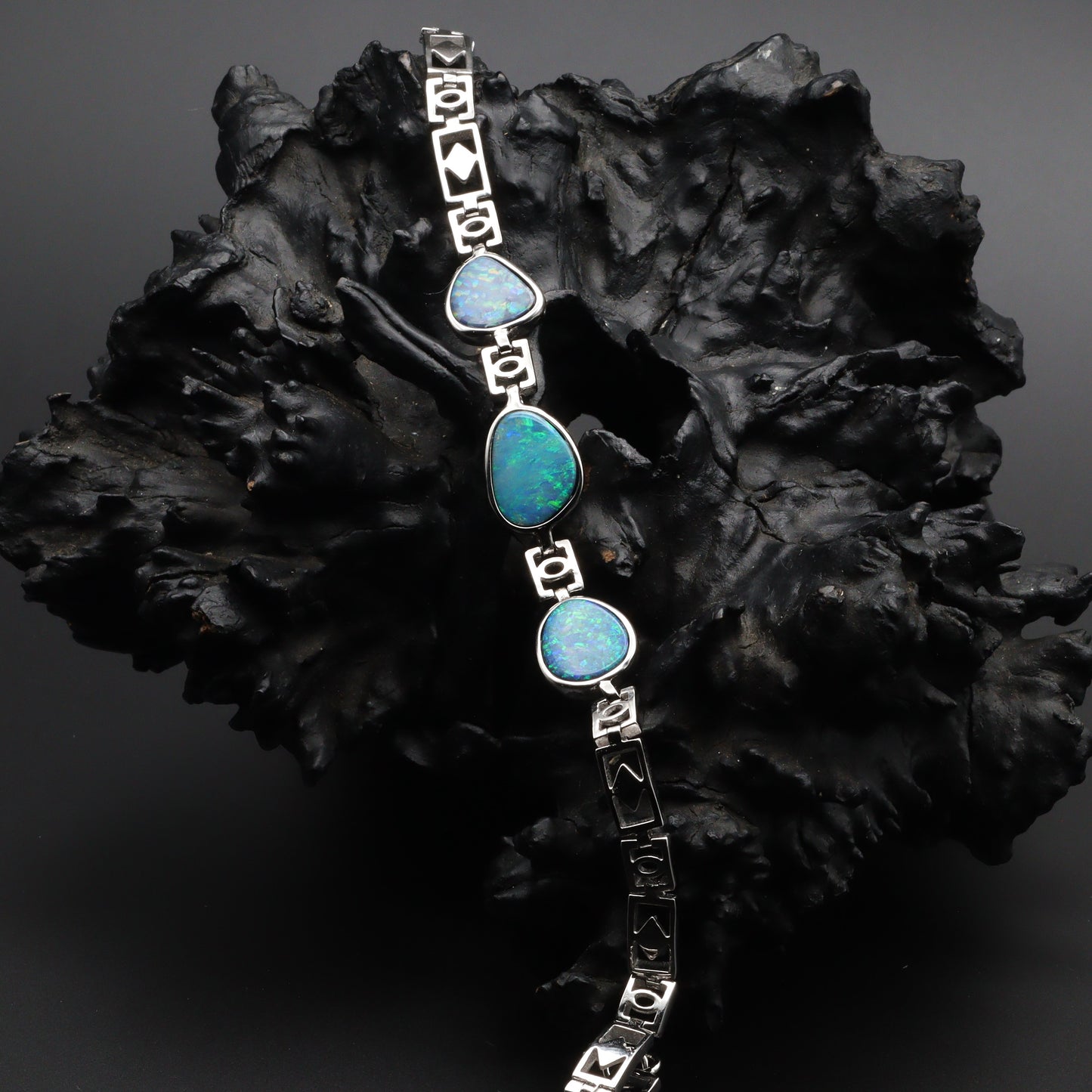Australian Opal Doublet Silver Bracelet 