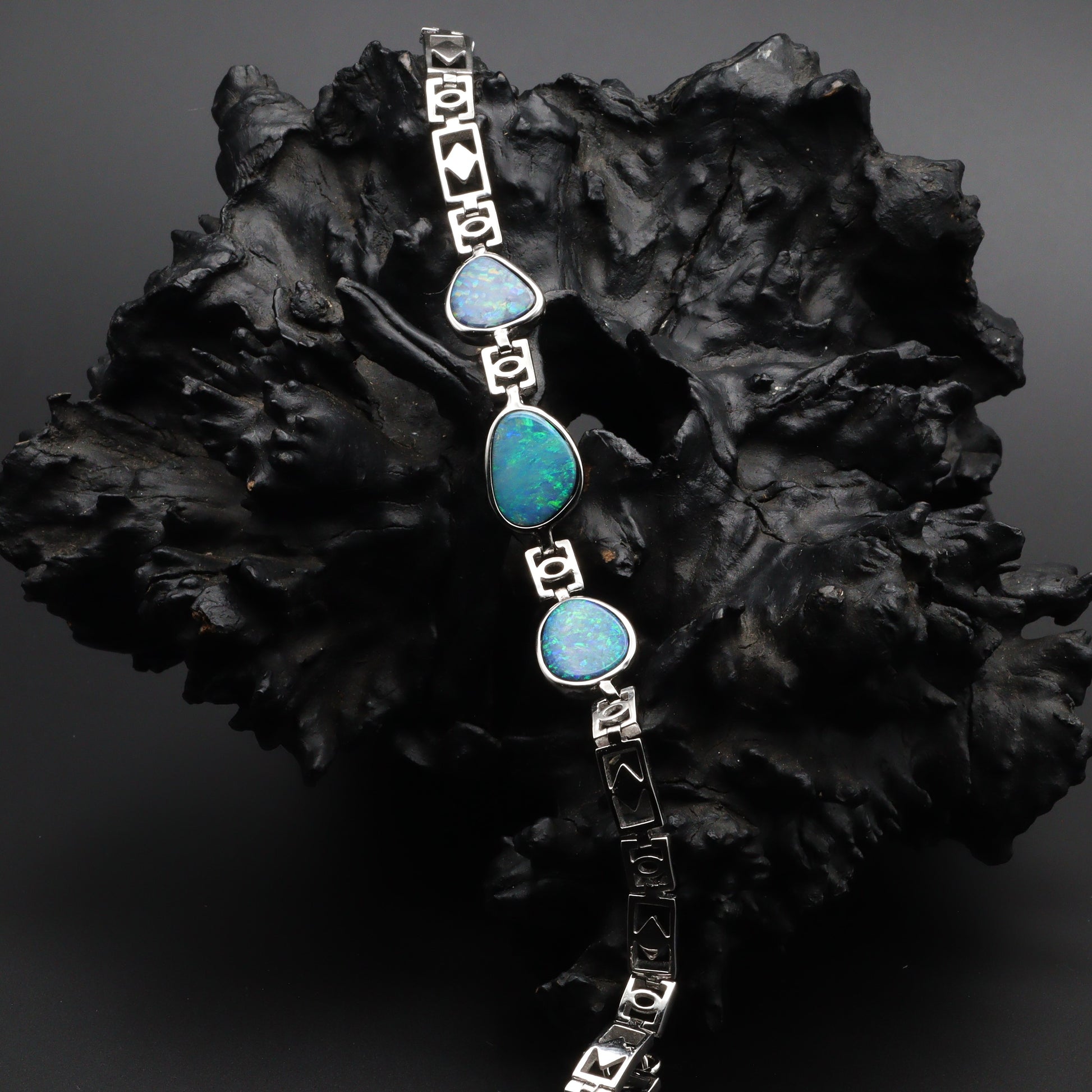 Australian Opal Doublet Silver Bracelet 