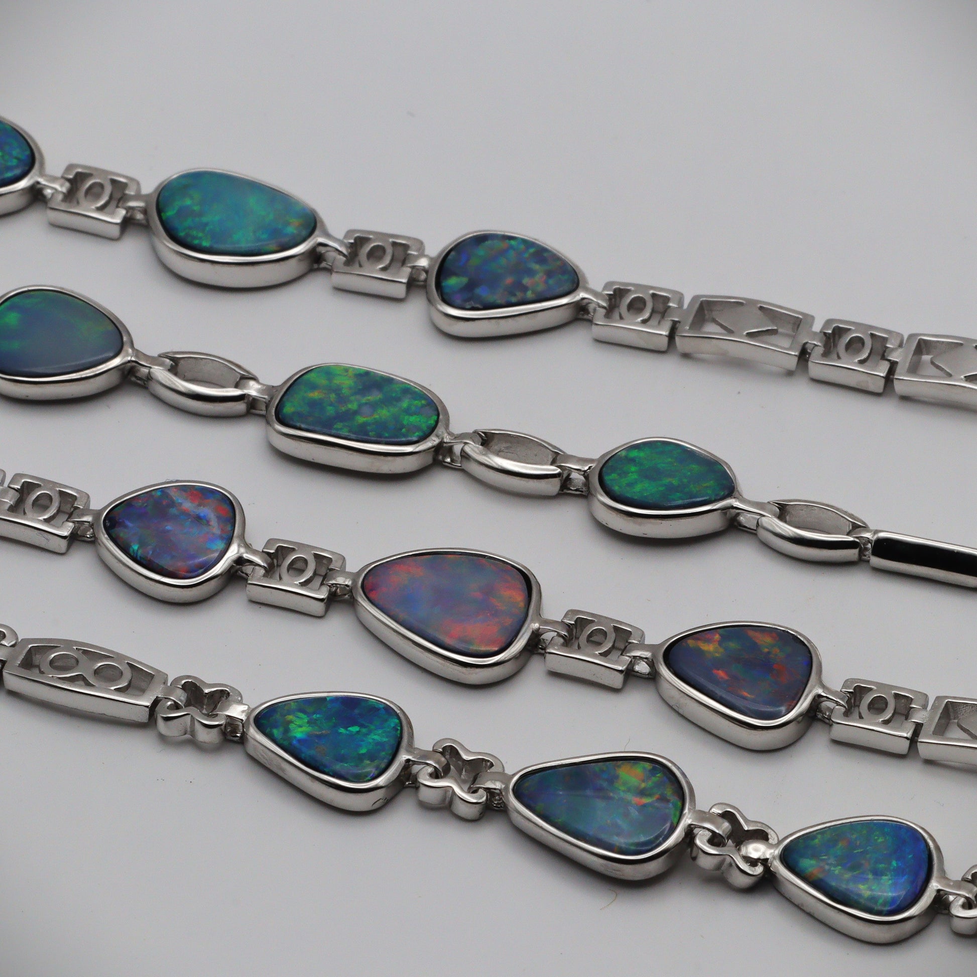 Australian Opal Doublet Silver Bracelet 