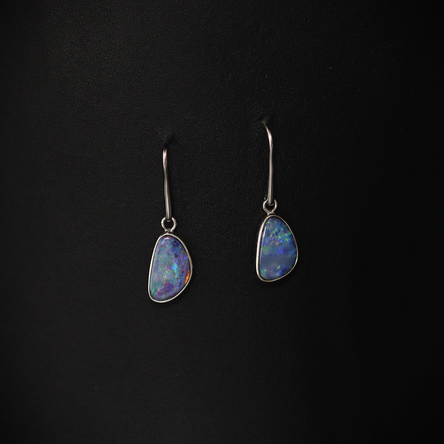 Australian Opal Doublet Silver Earrings 