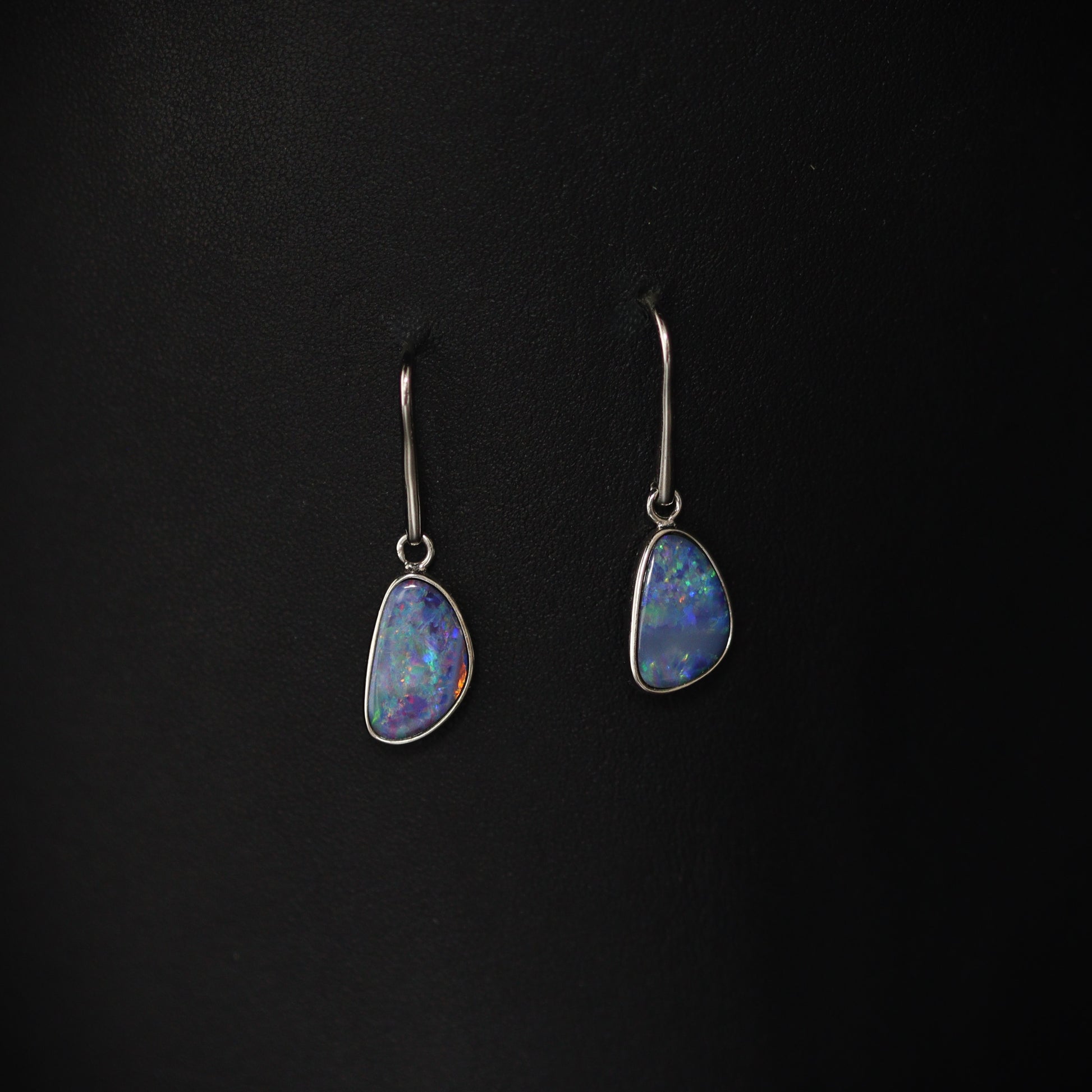 Australian Opal Doublet Silver Earrings 