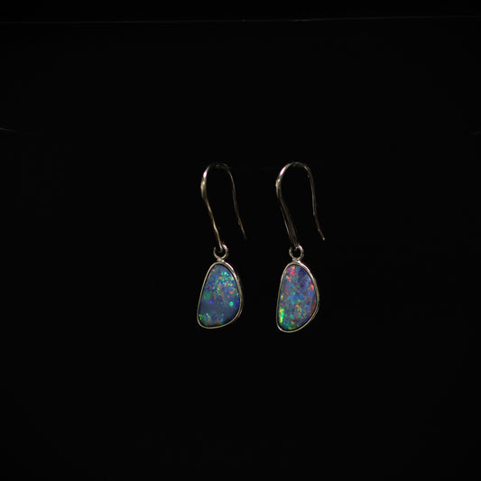 Australian Opal Doublet Sterling Silver Earrings – Queensland
