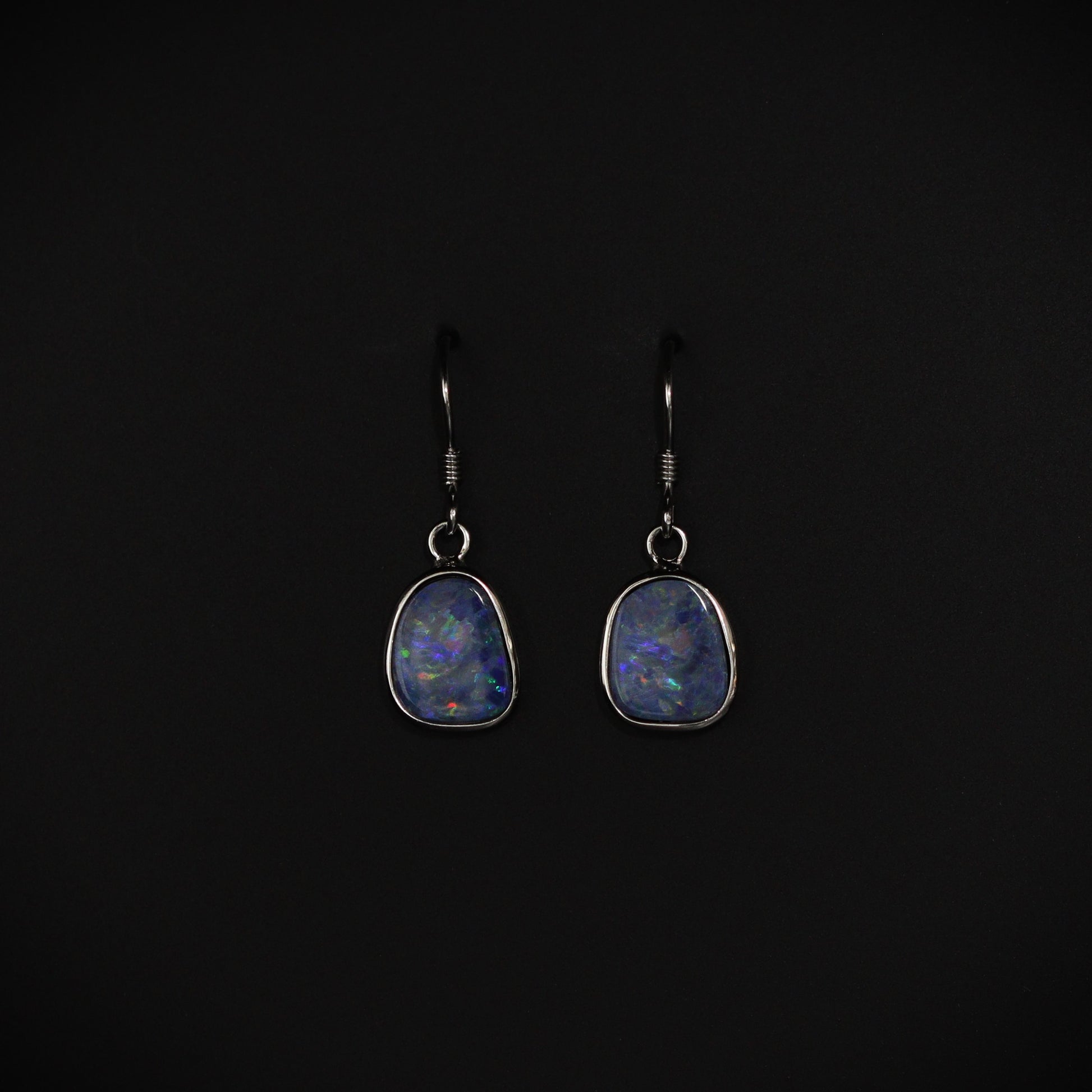 Australian Opal Doublet Earrings in sterling silver 