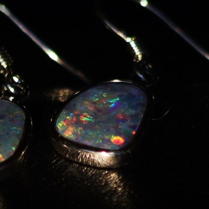Australian Opal Doublet Earrings in sterling silver 