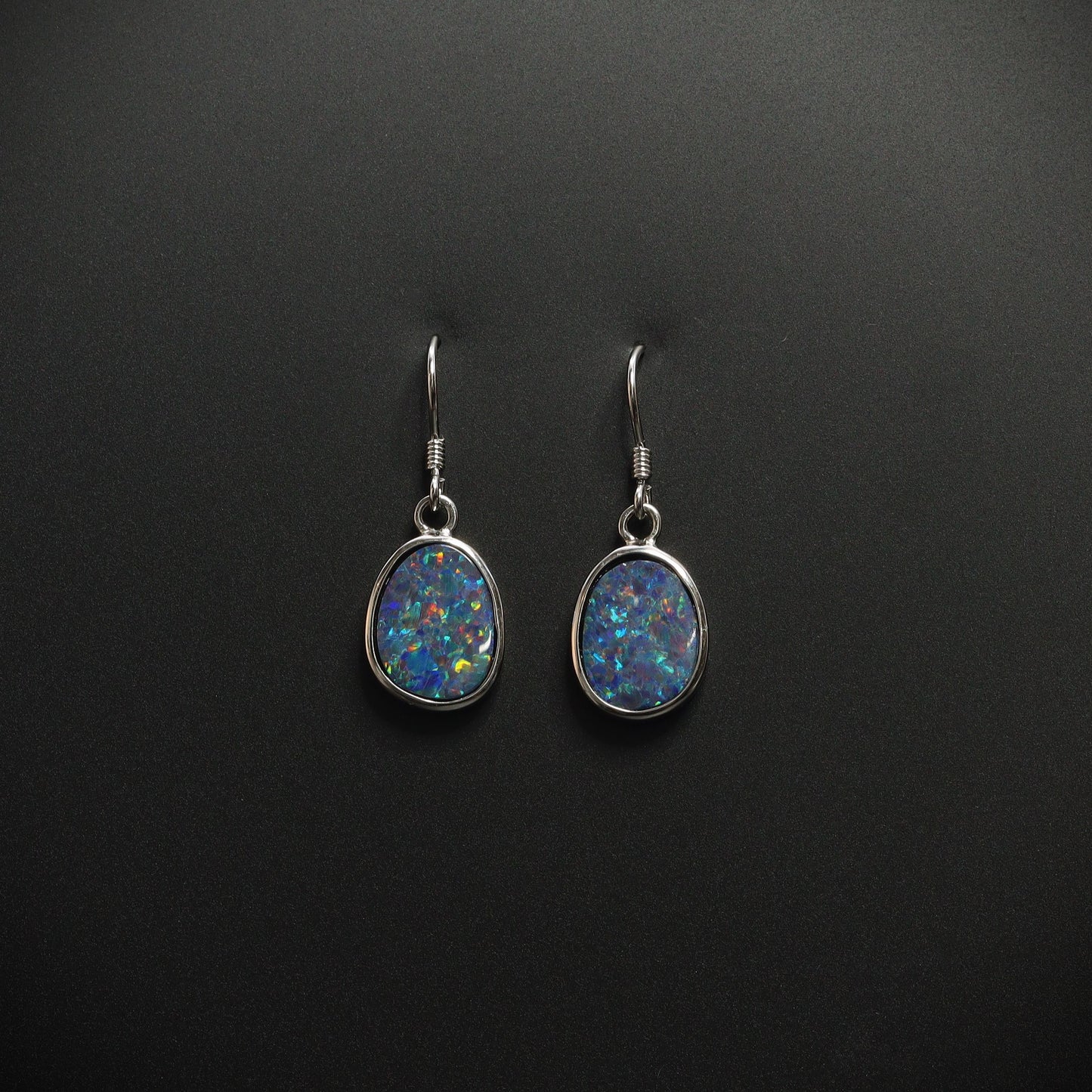 Australian Opal Doublet Earrings in sterling silver 