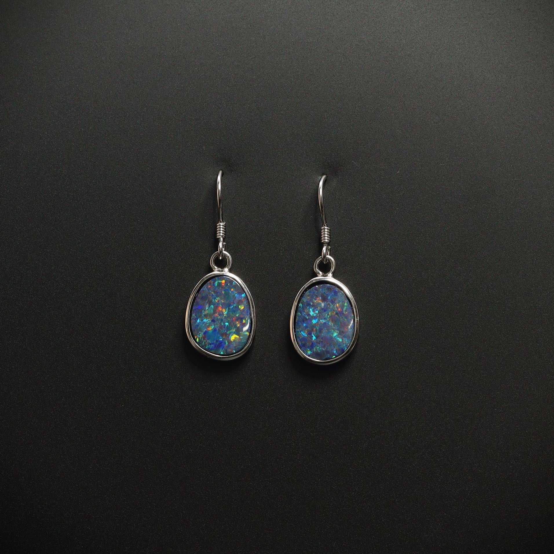 Australian Opal Doublet Earrings in sterling silver 