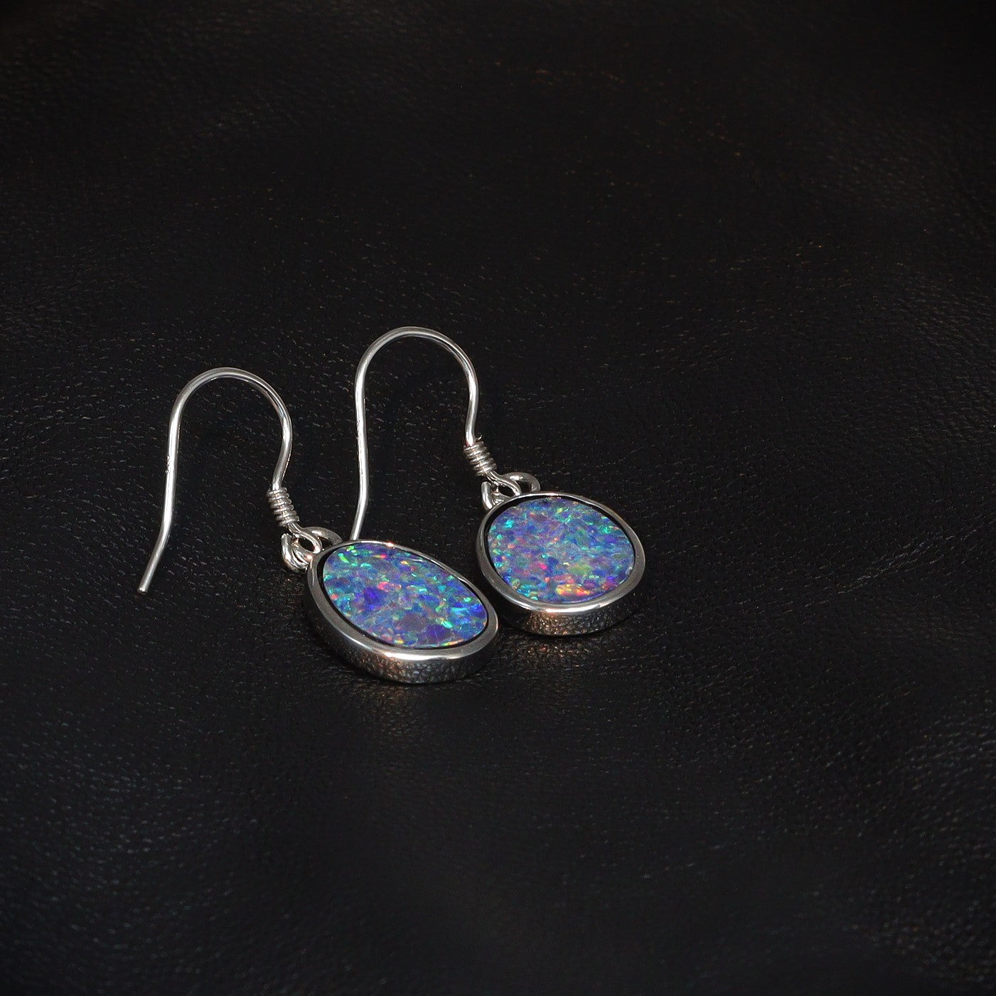 Australian Opal Doublet Earrings in sterling silver 