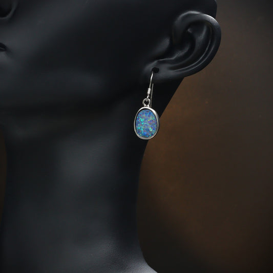 Australian Opal Doublet Earrings in sterling silver 