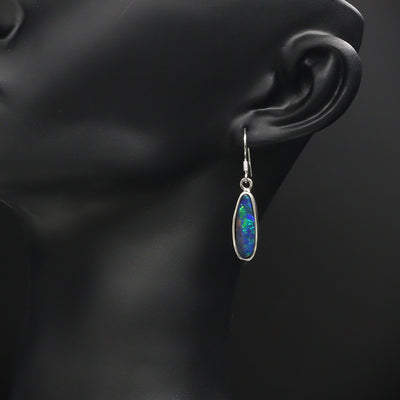 Australian Opal Doublet Earrings in sterling silver 