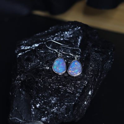 Australian Opal Doublet Earrings in sterling silver 
