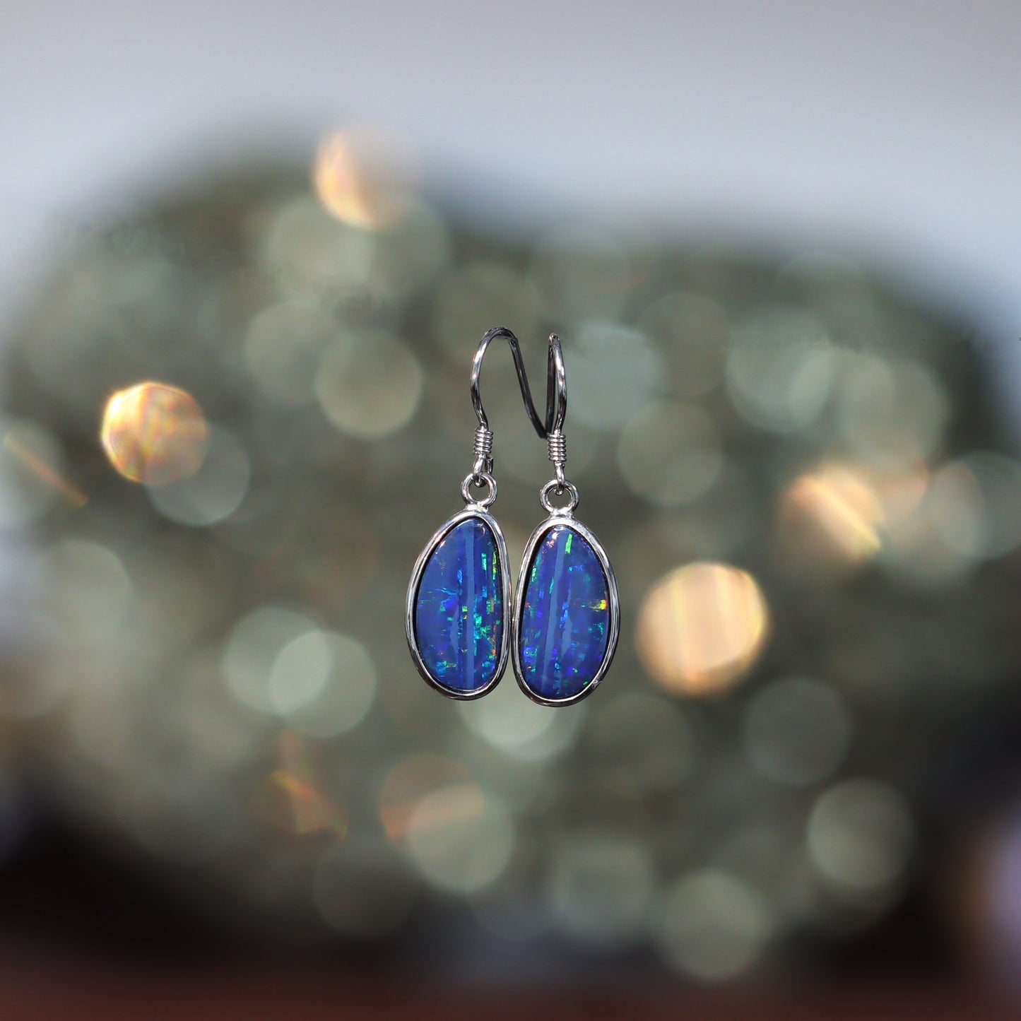 Australian Opal Doublet Earrings in sterling silver 