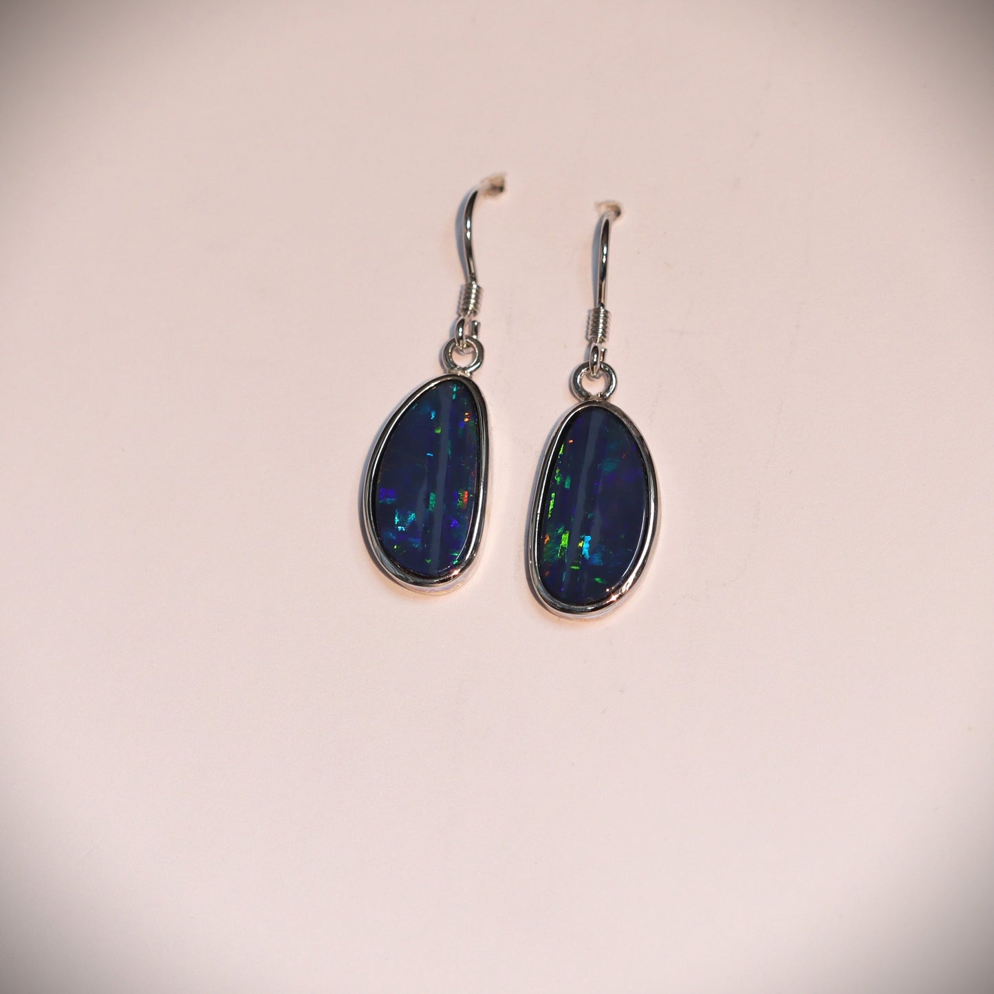 Australian Opal Doublet Earrings in sterling silver 