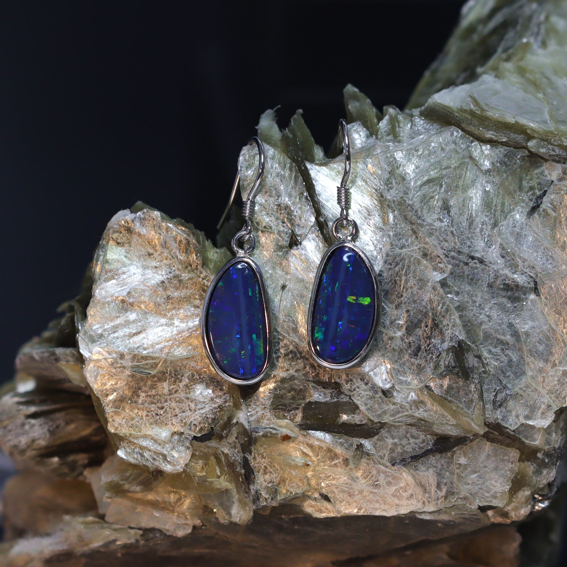 Australian Opal Doublet Earrings in sterling silver 