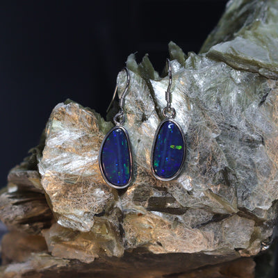 Australian Opal Doublet Earrings in sterling silver 