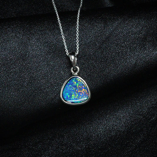 Australian Opal Doublet Silver Pendant