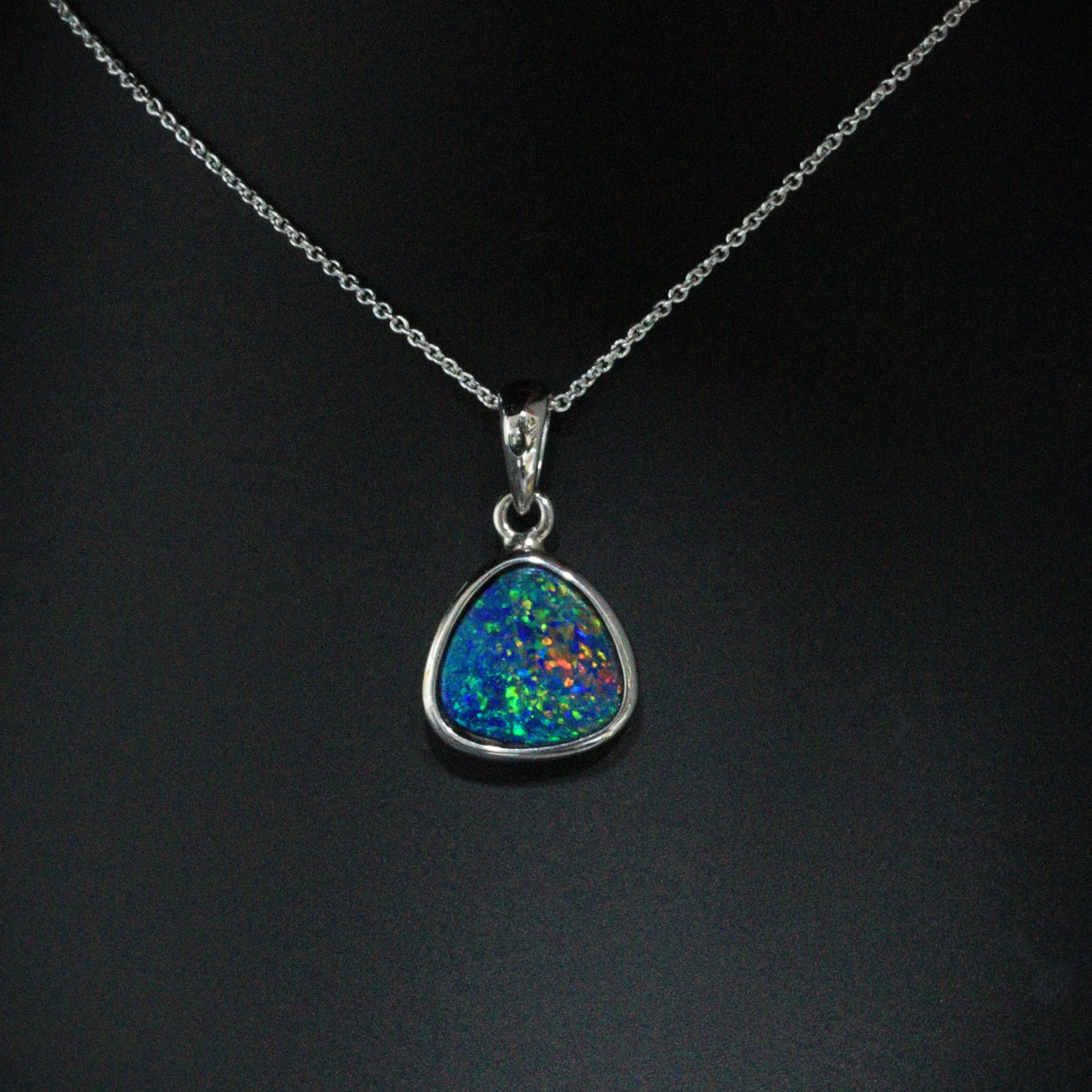 Australian Opal Doublet Silver Pendant