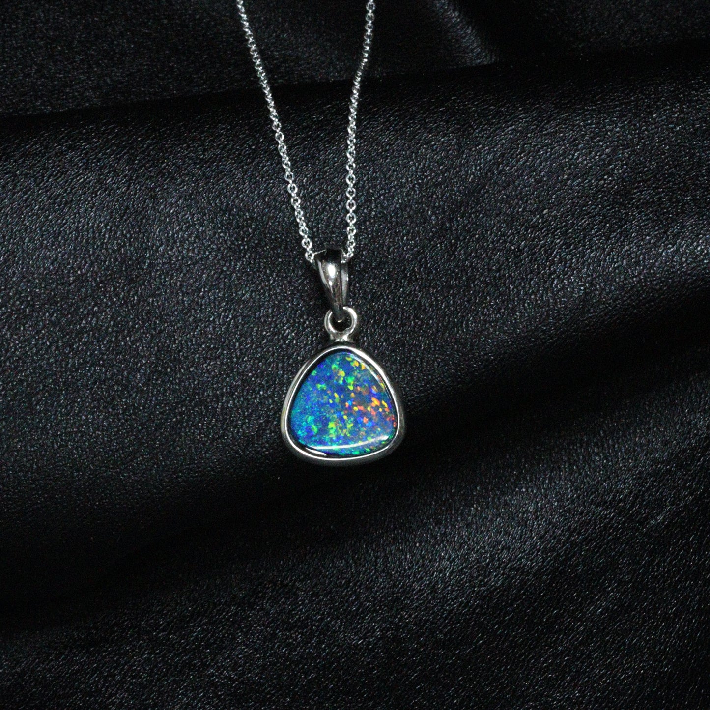 Australian Opal Doublet Silver Pendant
