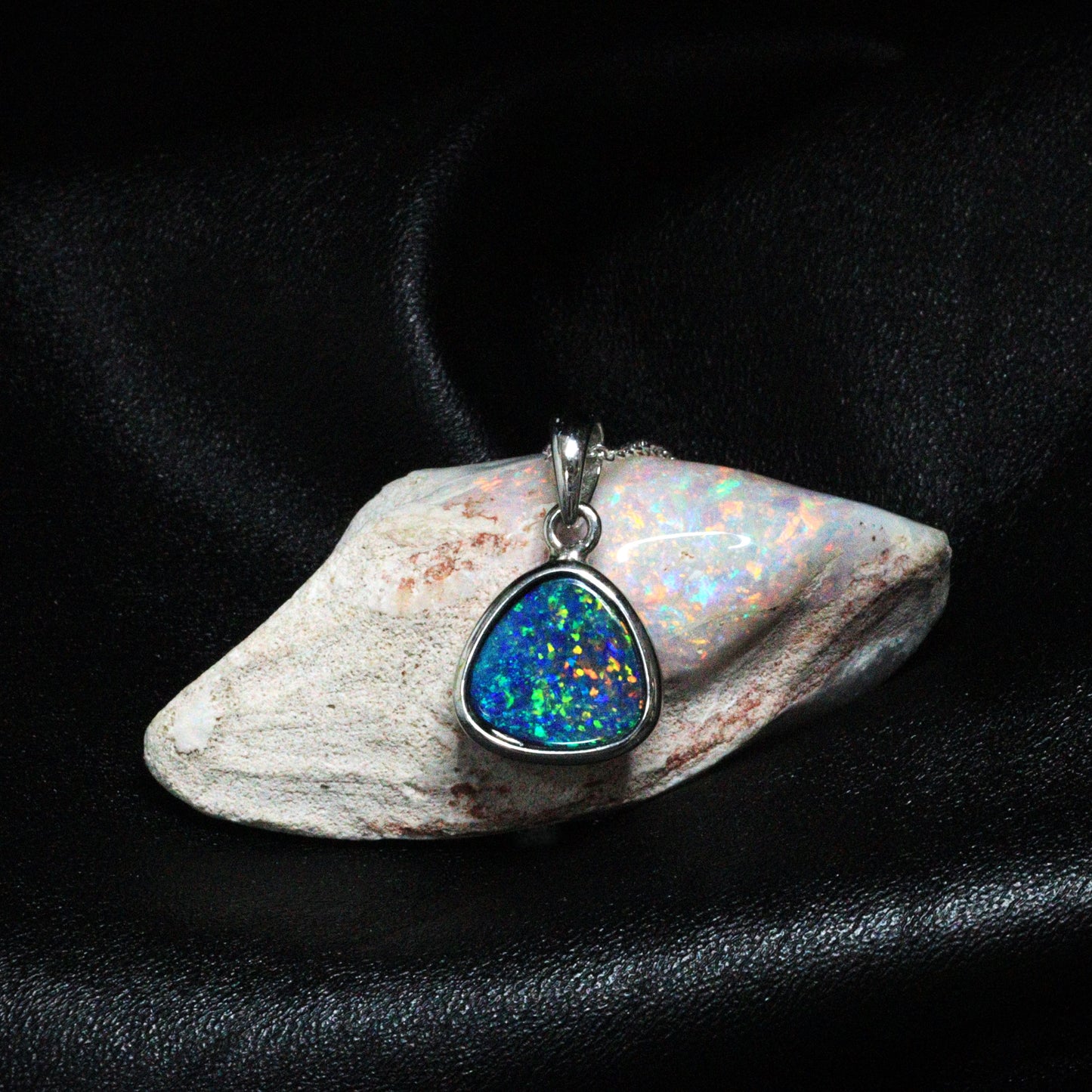 Australian Opal Doublet Silver Pendant