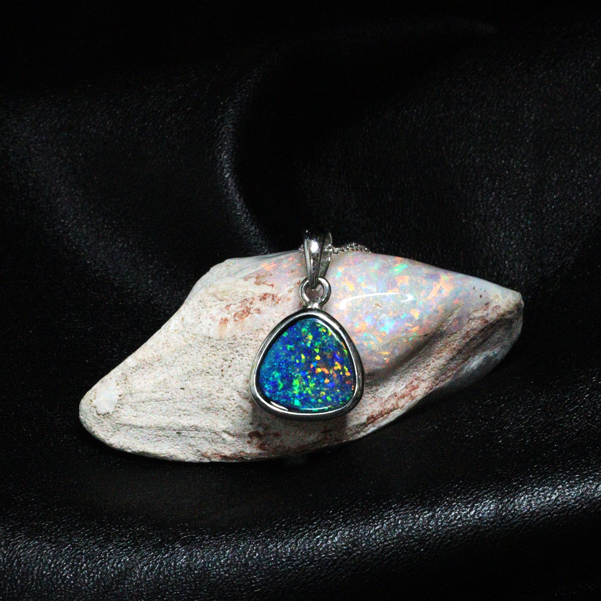 Australian Opal Doublet Silver Pendant