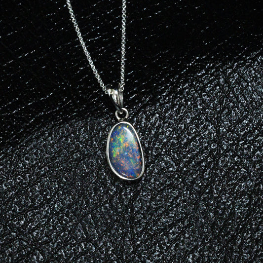 Australian Opal Doublet Silver Pendant – Queensland Fields