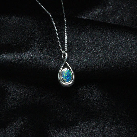 Australian Opal Doublet Silver Pendant
