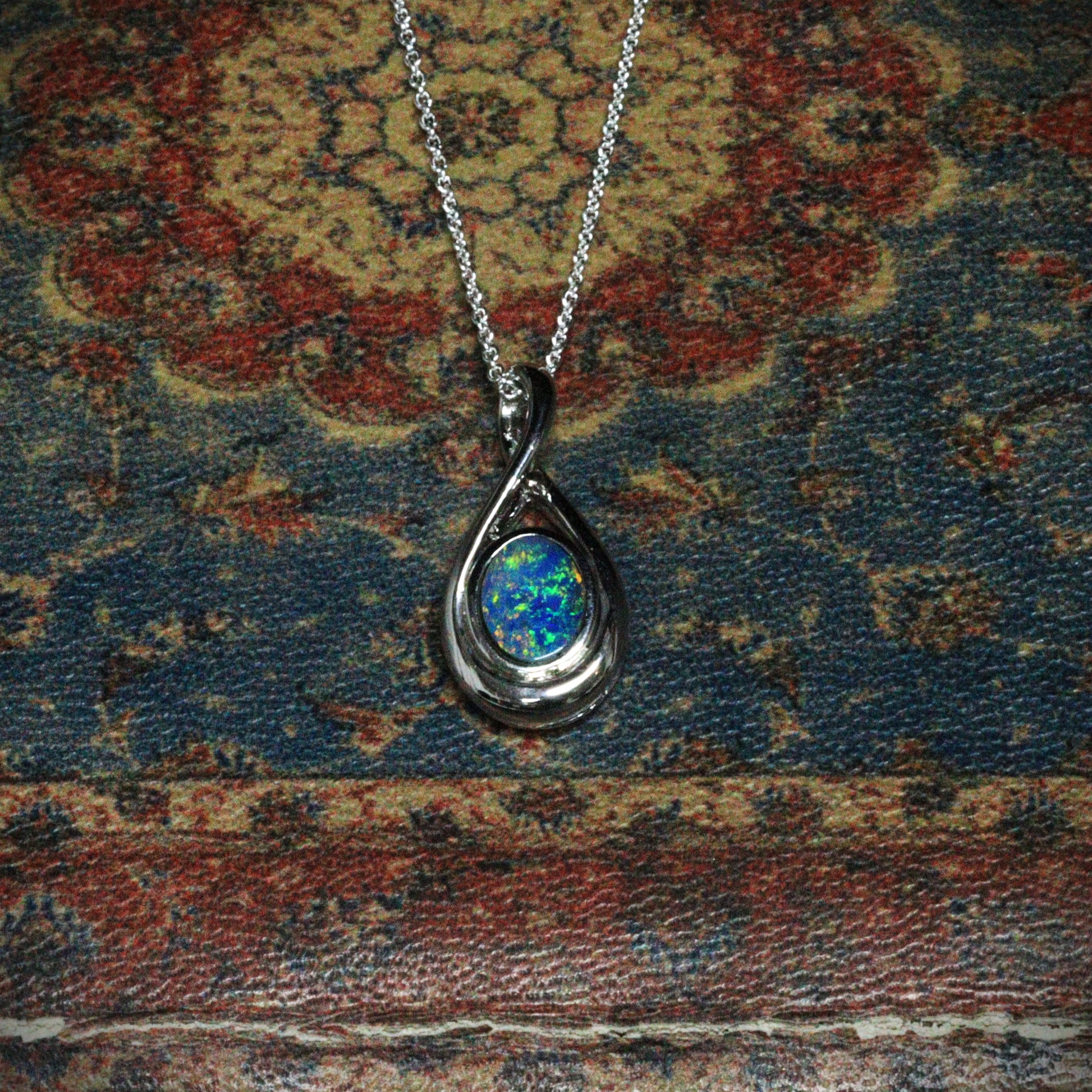 Australian Opal Doublet Silver Pendant