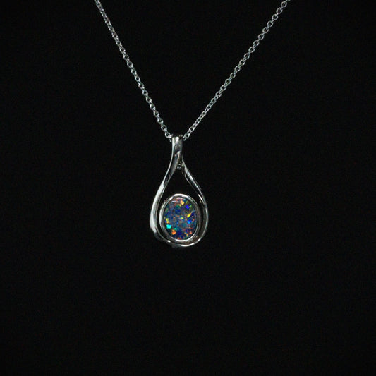 Australian Opal Doublet Silver Pendant
