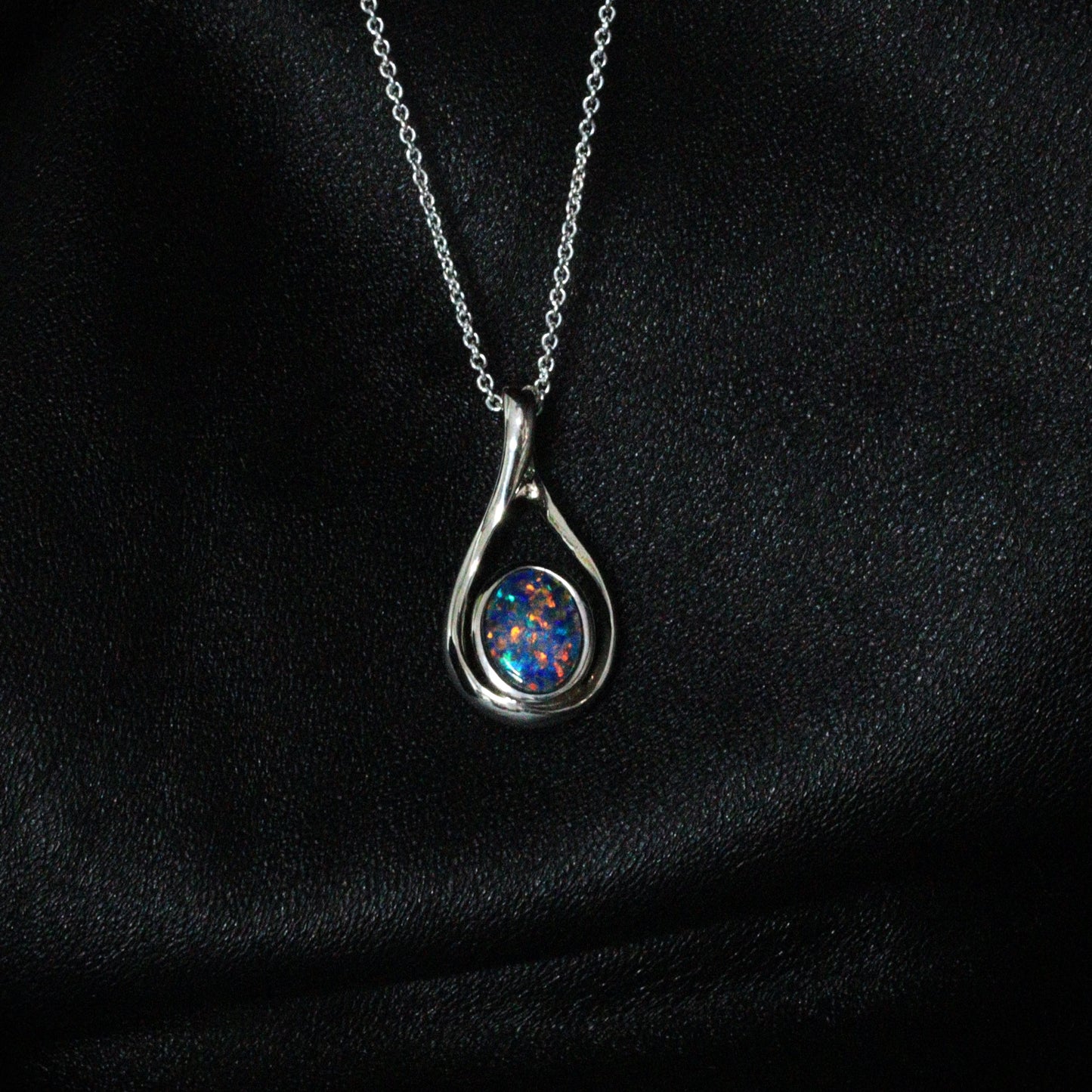 Australian Opal Doublet Silver Pendant