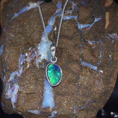Australian Opal Doublet silver pendant